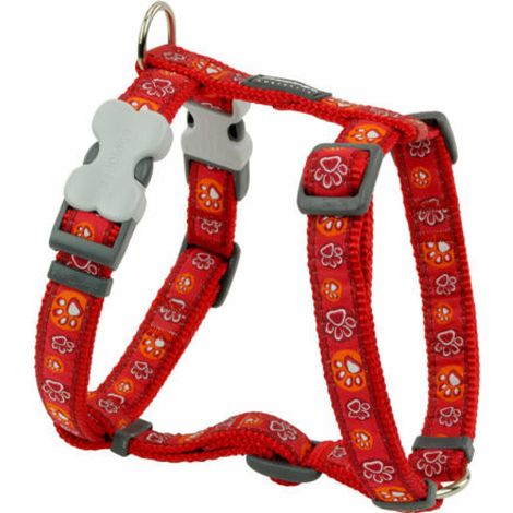 Hundegeschirr Red Dingo Style Rot Tierischer Fußabdruck 25-39 cm (1/2)