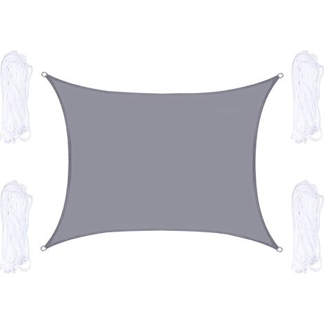 Voile Pare-Soleil - 2 x 3 m - Tissu Oxford 300D - Anti-UV 90 % - Avec Anneaux En Acier Inoxydable Et Cordes De 2,5 M - Pour Jardin Cour Patio Piscine (1/4)