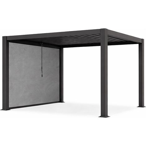 Pergola bioclimatique autoportante en aluminium 12m² avec rideau rétractable L300 cm - Anthracite - ALMAFI