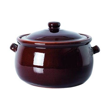 Pentola in terracotta bicolore con coperchio 24 x 15 cm 4.5 litri (1/2)