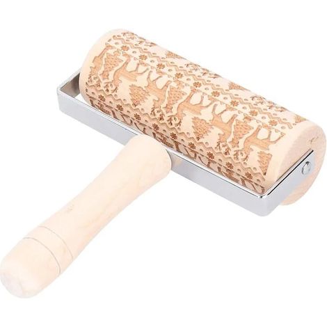 Rouleau à pâtisserie de Noël, rouleau à pâtisserie de gaufrage gravé, outil de bricolage de rouleau à pâtisserie de cuisson (1/5)