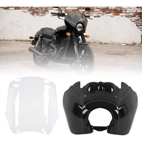 Motorradscheinwerferabdeckung, Windschutzscheibe, Verkleidungssatz, glänzend schwarz und klar (übergroß) (übergewichtig) (1/5)