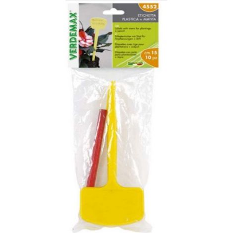 VERDEMAX - 10 ETICHETTE CON GAMBO PER PIANTAGIONI + MATITA