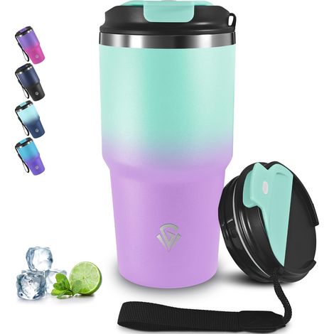 Mug Isotherme Transportable, 20oz Tumbler, Anti-Fuite Gobelet Thermique, Double Paroi Isolante Acier Inoxydable, Tasse Isotherme pour Boissons Chaudes et Glacé (1/5)