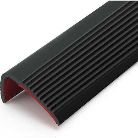 Nez d'escalier antidérapant de 5 m - En vinyle autocollant - En caoutchouc PVC flexible - 5 m x 25 mm - Noir (1/5)