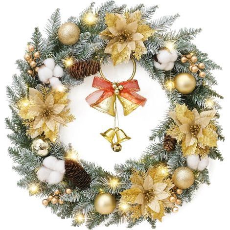 Weihnachtskranz-Dekoration für die Haustür, Fensterdekoration im Freien mit Fichtenzweigen, Tannenzapfen, Beerengirlanden, Christbaumkugeln, Weihnachtskollektion, perfekt zum Dekorieren (1/5)