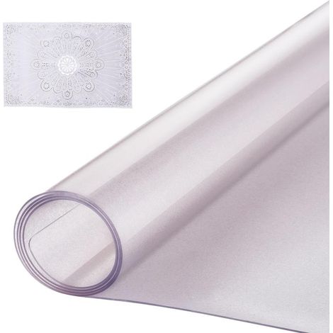 106,7x152,4 cm Nappe PVC Transparente Givrée 1,5 mm Film de Protection Imperméable pour Table de Cuisine Bureau Salle à Manger (1/5)