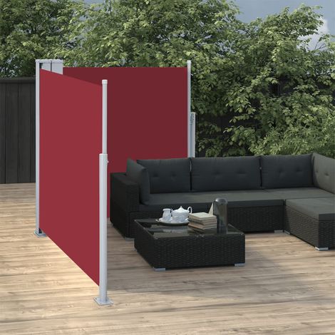 Auvent latéral rétractable Paravent extérieur Brise Vue Rétractable pour Jardin, Balcon, terrasse Rouge 100 x 600 cm NDTN4414540 (1/5)