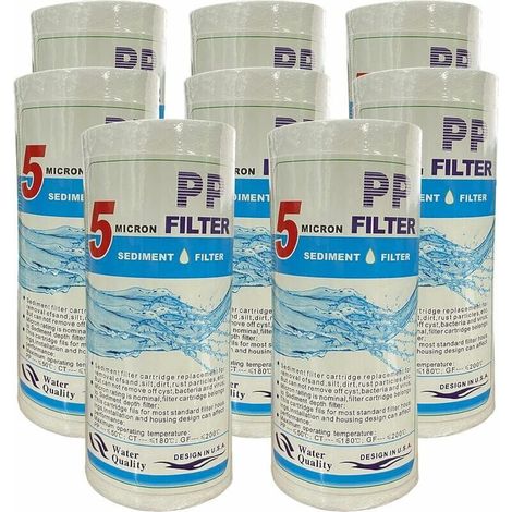 Filtre À Sédiments d'eau de Rechange en 8 Pièces,Coton PP 5 Microns, Utilisé avec Un Filtre de Purification d'eau de 5 Pouces (1/5)