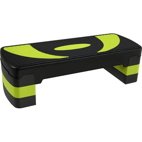 Stepper fitness aérobic hauteur réglable surface antidérapante 80 x 31 x 20 cm noir vert (1/5)
