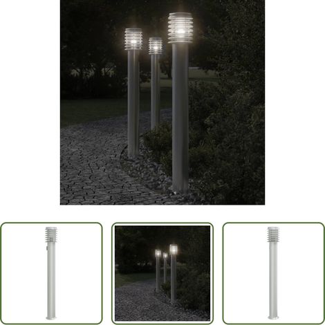 Außenbeleuchtung - Wegeleuchte mit Steckdose Silbern 110 cm Edelstahl (1/5)