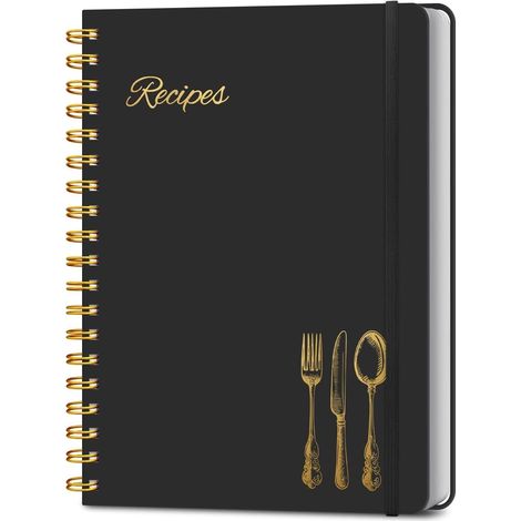 Livre de recettes vierge pour écrire vos propres recettes. Livre de cuisine vierge à couverture rigide pour 130 recettes (noir)