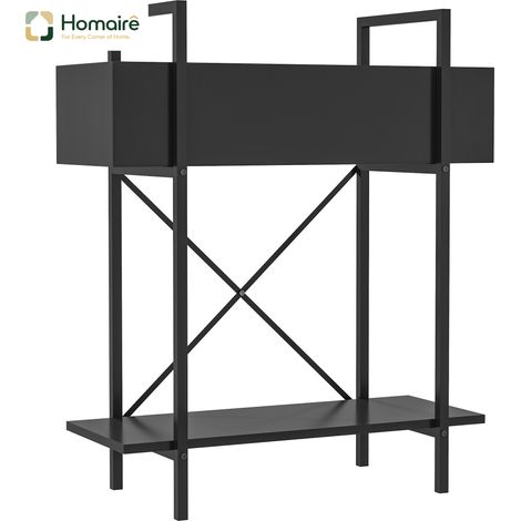 HOMAIRE Étagère à plantes métallique 2 étages, 70 cm, pour intérieur et extérieur, décoration salon, jardin et balcon, noir (1/5)
