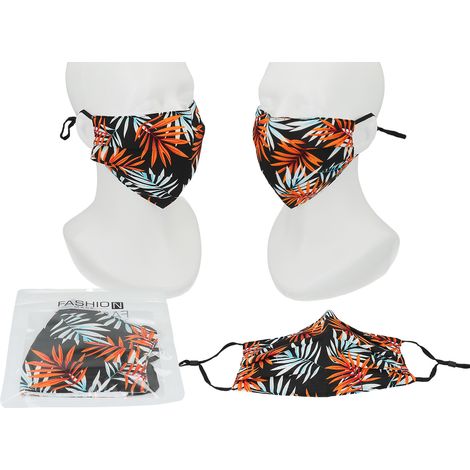 Wiederverwendbare Stoffmaske mit tropischem Muster (1/5)