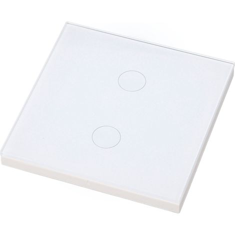 Interrupteur Tactile Verre Trempé 2 Modules Mural avec Indicateur Lumineux, Blanc 110-240V AC (1/5)
