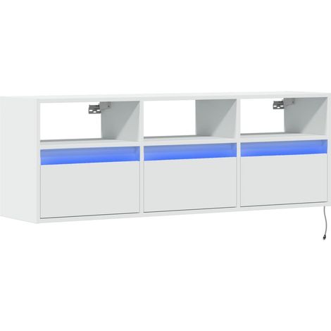 Mobile TV multimediale scaffale per televisione televisione buffet sala da pranzo soggiorno camera da letto a parete con luci LED 130 x 31 x 45 cm bianco 020027856