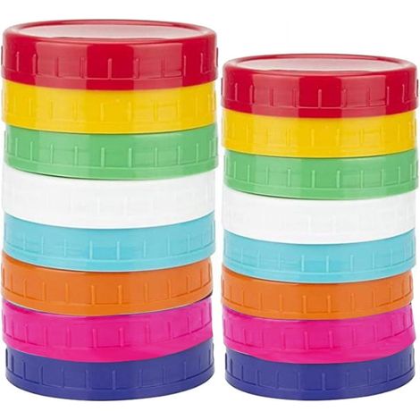 Couvercles Pour Bocaux En Plastique - 8 Grand Orifice 86 mm Et 8 Orifice Standard 70 mm - Pour Conservation Aliments - Lot De 16 (1/5)