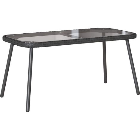 Mesa de Café Negro 90 x 45 x 43 cm Poliratán y vidrio