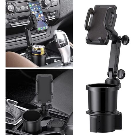 Autotelefonhalterung mit integriertem Getränkehalter, 360° drehbarem langen Arm, kompatibel mit iPhone und Samsung. (1/5)