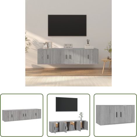 Fernsehschrank - 3-tlg. TV-Schrank-Set Grau Sonoma Holzwerkstoff (1/5)