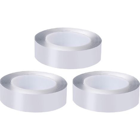 Lot de 3 rouleaux de ruban adhésif double face transparent et imperméable de 2 mm d'épaisseur, 3 cm de largeur et 5 m de longueur, idéal pour la maison, le bureau ou la voiture. (1/5)