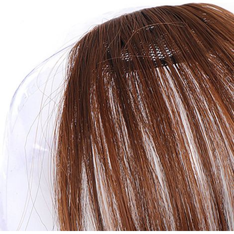 Clip Frange à Tempes en Fibre Résistante à la Chaleur, Mèches Postiches Brun Clair pour Femme (1/5)