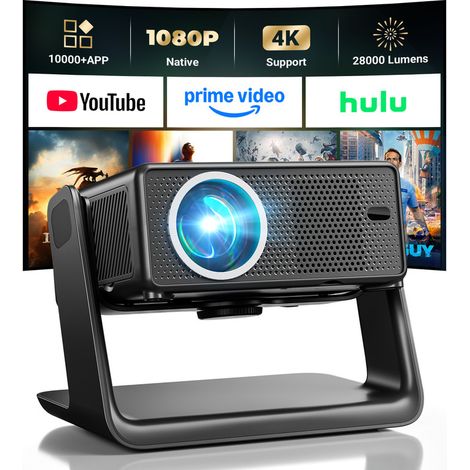 Vidéoprojecteur 4K Konsoefuly Portable WiFi, Projecteur 1080P Netflix, Rotation 360° Compatible HDMI/USB/TV Stick/PS5/iOS/Android