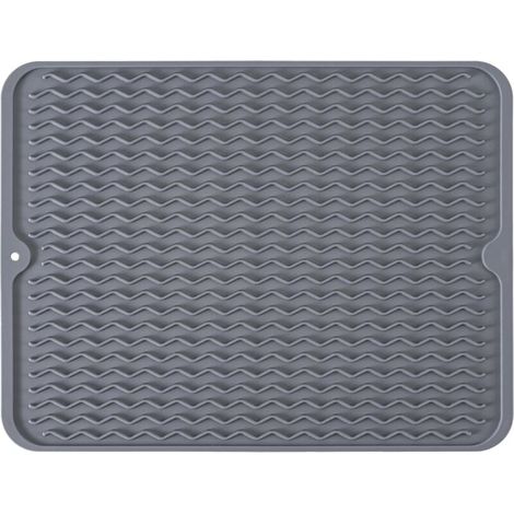 Abtropfmatte für Geschirr aus Silikon, rutschfest, leicht zu reinigen, grau (1/5)