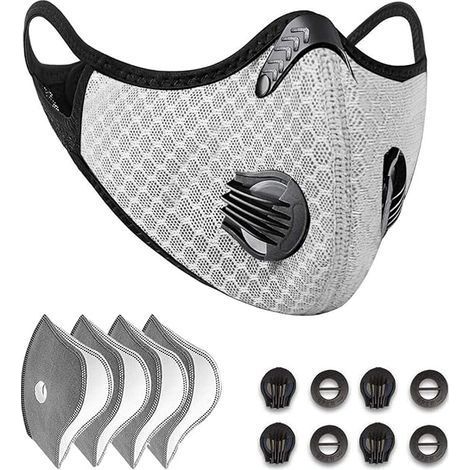 Antipoussière réutilisable M, Protection Sportive M, avec Filtre à Charbon Actif et Valve/pour activités Moto en extérieur (Noir) (1/5)