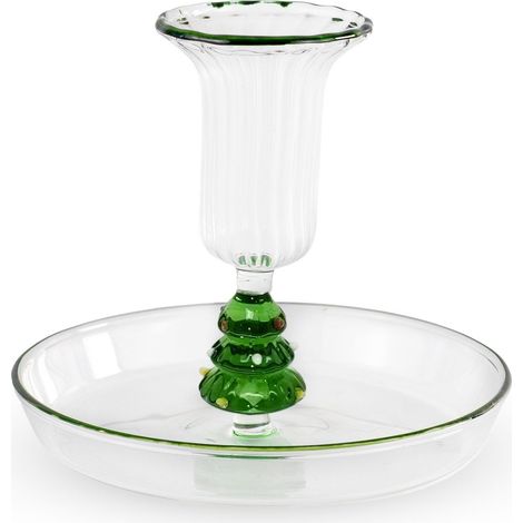 WD LifeStyle Portacandele in Vetro Colorato Decoro Albero di Natale
