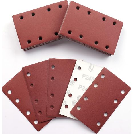 50 Pièces Feuilles Abrasives, 80x133mm Papier a Poncer 240 Grains Papier Abrasif pour Bosch Ponceuse Vibrante Polir et Enlever La Rouille (1/5)