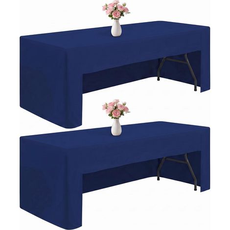 Lot de 2 nappes bleu marine pour tables rectangulaires de 180cm, lavables