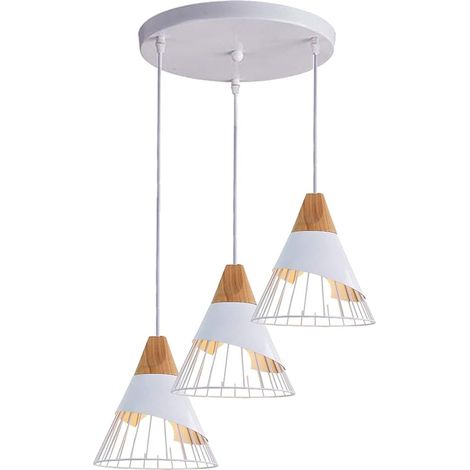 Modern Industrial Pendant Lights, Metal Lamp Shade 60W Maximum White Industrial Retro Ceiling Light A (1/5)