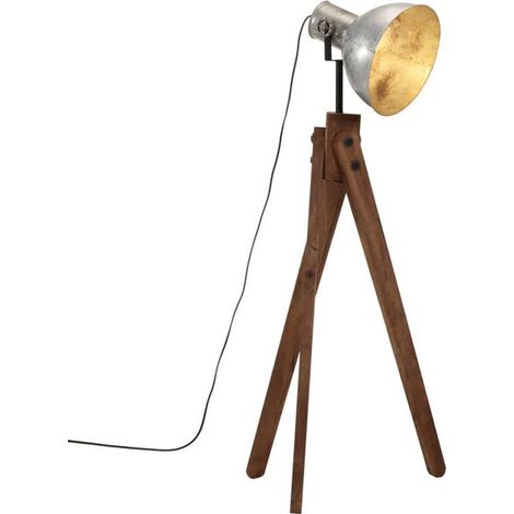 Lampadaire rétro argenté, 25 watts, 45x45x120 cm, culot E27. (1/5)