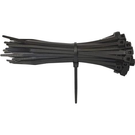 Lot de 100 Attache Câble Nylon Noir, Résistance 18kg, Dimension 300x3,6mm, Pour Maison et Bureau (1/4)
