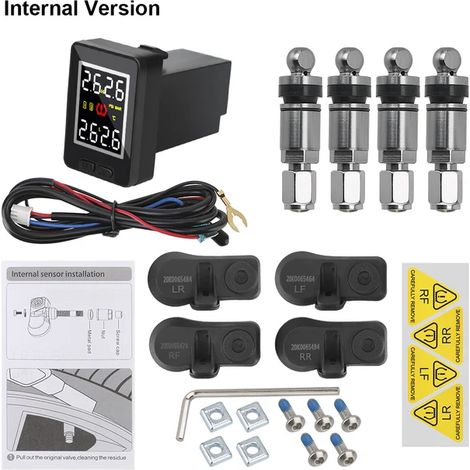 (Interne) Convient aux véhicules Toyota et Mitsubishi Outlander. Kit électronique de diagnostic et de surveillance de la pression des pneus avec capteurs numériques embarqués. (1/5)