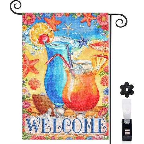 Drapeau de jardin cocktails bleus et rouges 30 x 45 cm décoration terrasse et extérieur (1/5)