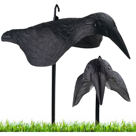 Corbeau sur un bâton, épouvantail pour oiseaux, pigeons, étourneaux, pour balcon ou jardin (1/5)