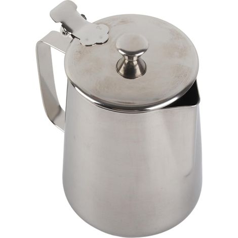 Pichet à Lait avec Couvercle Pichet à Lait, Tasse à Mousse de Lait, Pichet à Mousse, Pichet à Lait, Acier Inoxydable, Tasse à Mousse de Lait, avec Couvercle, Tailles (1/5)
