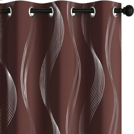 Rideau occultant à rayures en aluminium, idéal pour le salon et la chambre, rideau isolant thermique, lot de 2 (largeur 132 cm x longueur 114 cm).
