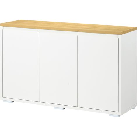 Mobile Multiuso 2 Armadietti 2 Livelli Truciolato Ripiano regolabile Bianco Color legno 120x37x75cm (1/5)
