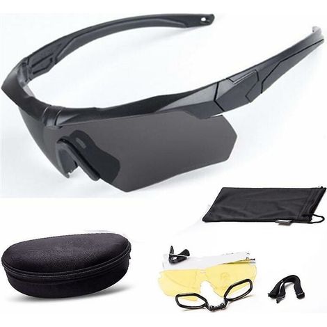 VURAHOME - Lunettes pare-balles militaires lunettes tactiques d'extérieur tir Cs équitation alpinisme polarisé trois ensembles de (1/4)