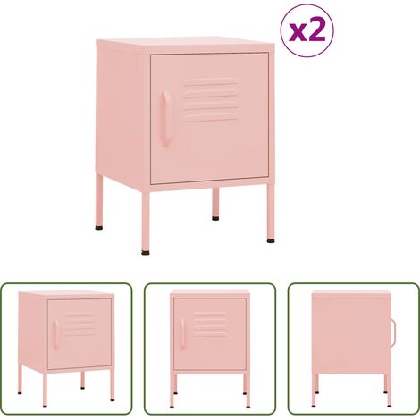 vidaXL Rosa Nachttisch - Nachttische 2 Stk. Rosa 35x35x51 cm Stahl (1/5)