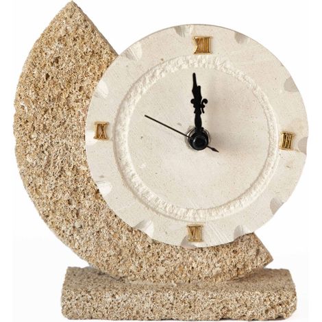 Orologio base con MEZZALUNA scultura decorazione bomboniera in Carparo e Pietra Leccese salentina misure 17 x 17 cm (1/3)