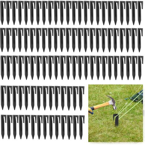 100 Pièces Piquet Fil Robot Tondeuse, Piquets de Fixation pour Câbles Périphériques, Piquets de Fixation en Plastique Robuste, Crochet pour Robot Tondeuse (1/5)