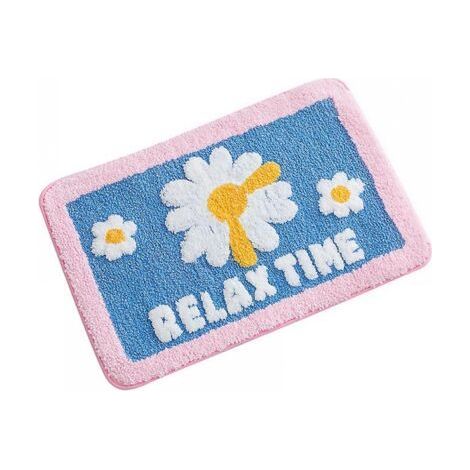 Tapis de salle de bain antidérapant en forme de marguerite mignonne, 40 x 60 cm (bleu) (1/5)