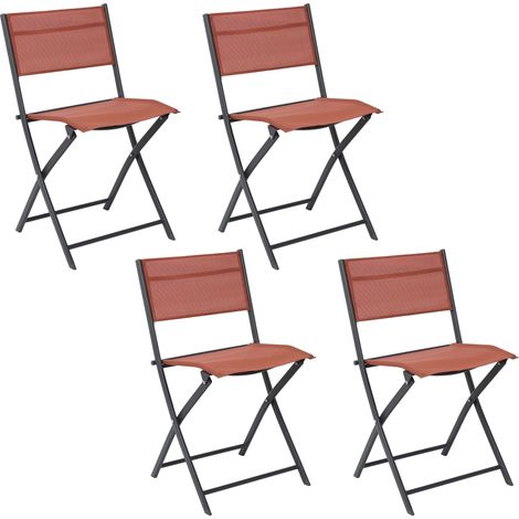 Lot de 4 Chaises - HOME DECO FACTORY - Elba - Pliante - Rouge (1/5)