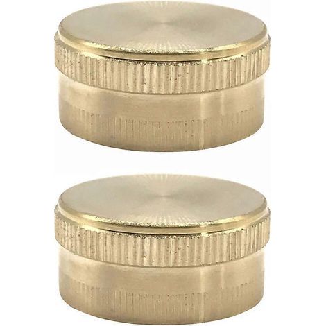 Lot de 2 bouchons de tuyau d'arrosage en laiton, raccords de plomberie à extrémité en cuivre pour irrigation de jardin (doré, filetage fin 3/4)-3.00X3.00X1.50CM-Golden (1/4)