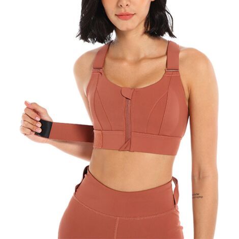 Soutien-gorge de sport grande taille pour femme, antichoc et à absorption rapide de la transpiration, idéal pour le vélo et la course à pied - XL - Rouge (1/5)