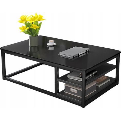Moderner Couchtisch mit Regalen, groß, 120 cm, Loft, schwarz (1/5)
